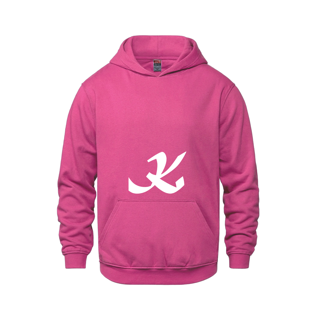 Alphabet K Hoodie 9 inch calligraphy White ink, Heliconia