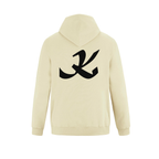 Alphabet K Hoodie 9 inch calligraphy Black ink, Ivory