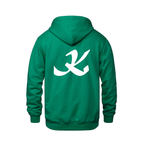 Alphabet K Hoodie 9 inch calligraphy White ink, Kelly Green