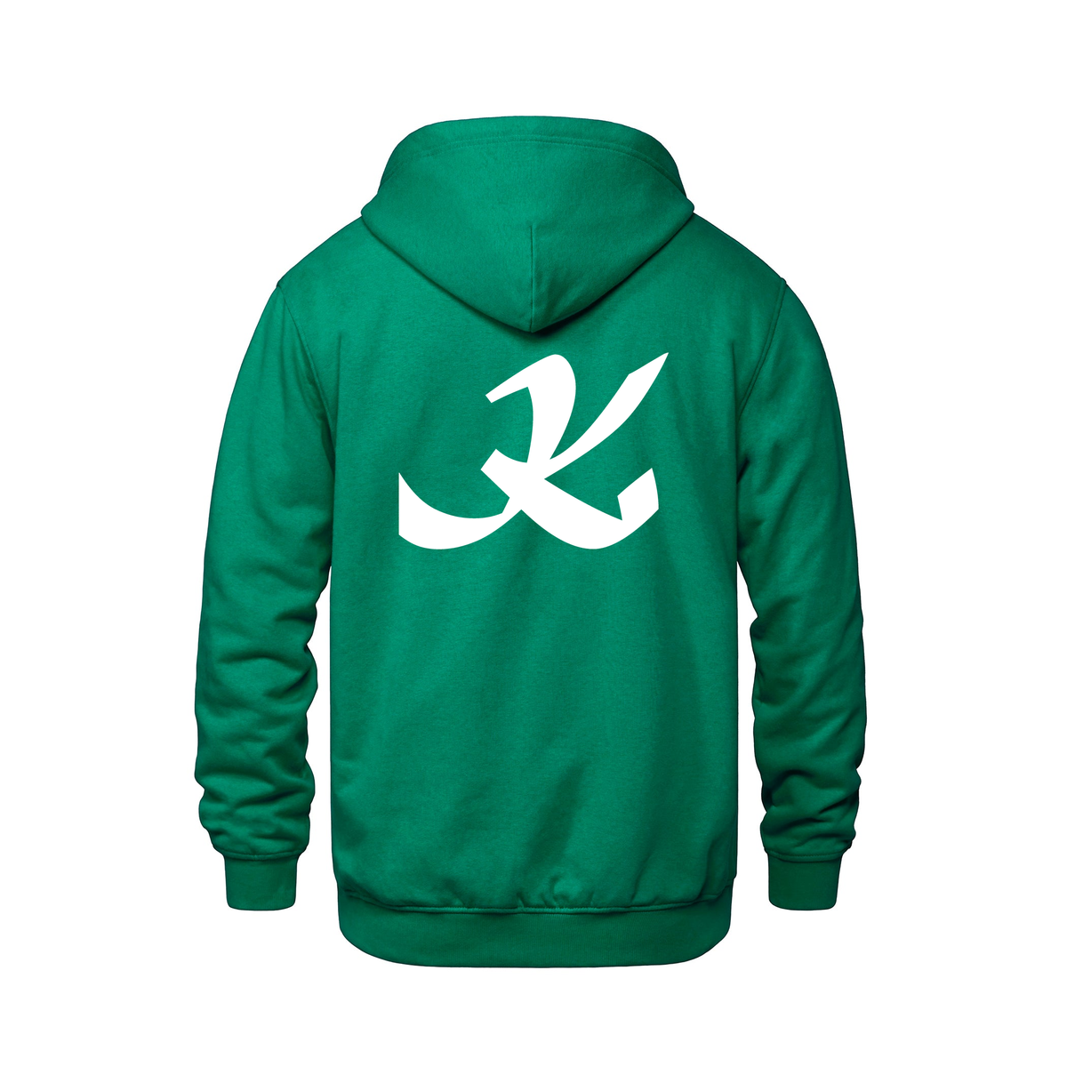 Alphabet K Hoodie 9 inch calligraphy White ink, Kelly Green