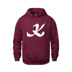 Alphabet K Hoodie 9 inch calligraphy White ink, Maroon