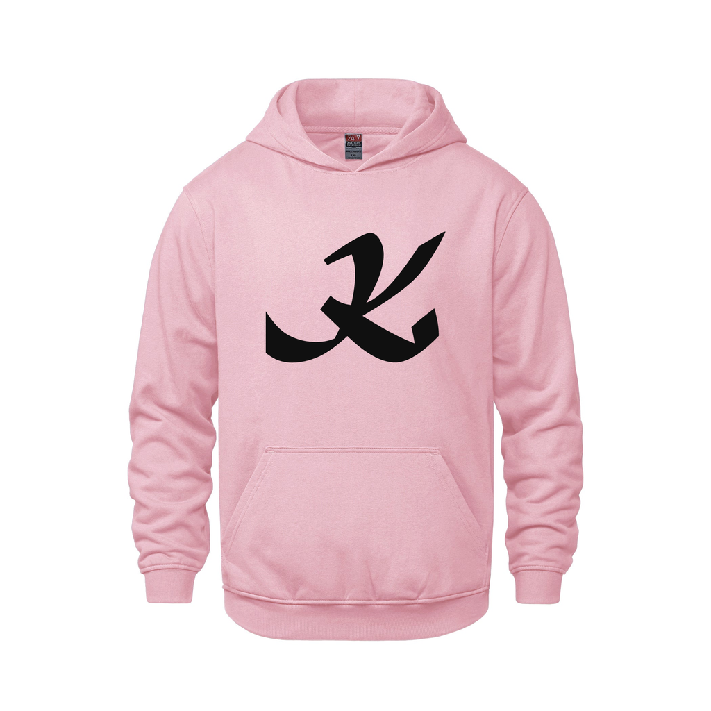 Alphabet K Hoodie 9 inch calligraphy Black ink, Pink