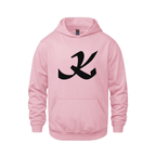 Alphabet K Hoodie 9 inch calligraphy Black ink, Pink