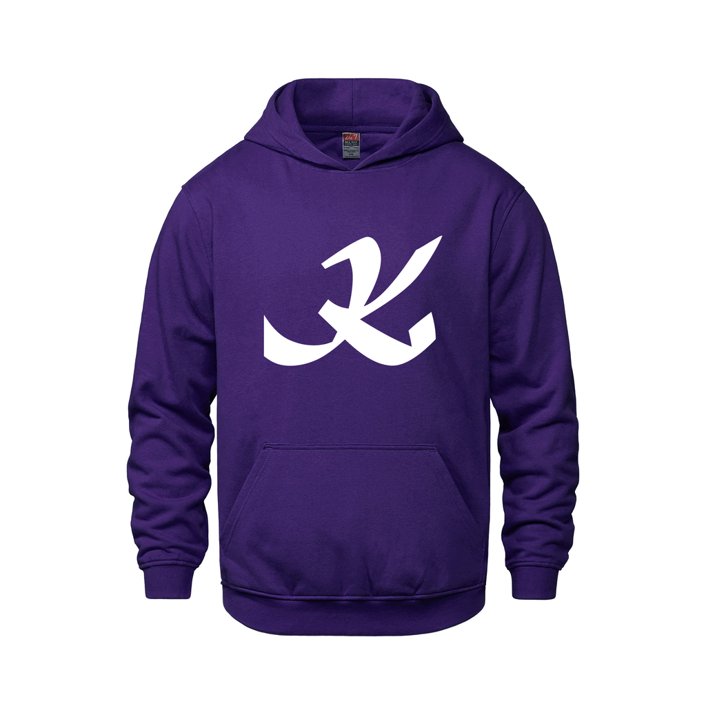Alphabet K Hoodie 9 inch calligraphy White ink, Purple