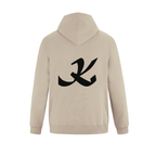 Alphabet K Hoodie 9 inch calligraphy Black ink, Sand