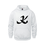 Alphabet K Hoodie 9 inch calligraphy Black ink, White