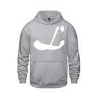 Alphabet L Hoodie 9 inch calligraphy White ink, Athletic Grey