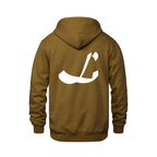 Alphabet L Hoodie 9 inch calligraphy White ink, Caramel