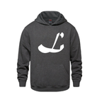 Alphabet L Hoodie 9 inch calligraphy White ink, Charcoal