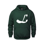 Alphabet L Hoodie 9 inch calligraphy White ink, Forest Green