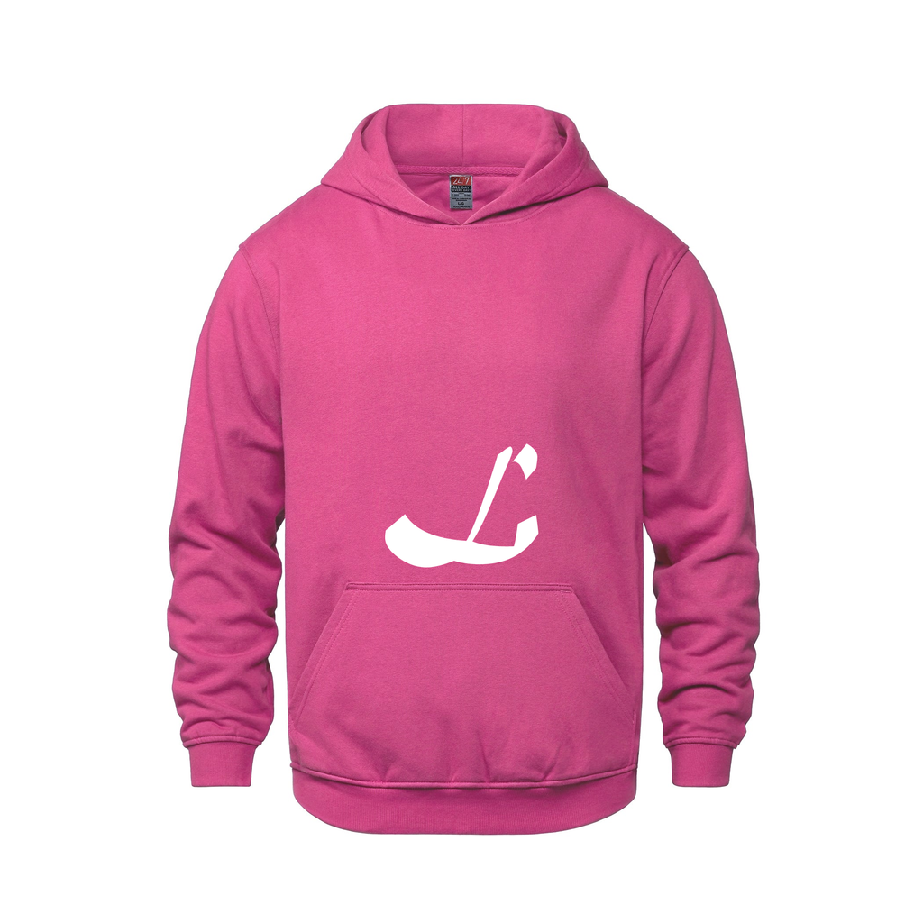 Alphabet L Hoodie 9 inch calligraphy White ink, Heliconia