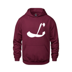 Alphabet L Hoodie 9 inch calligraphy White ink, Maroon