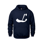 Alphabet L Hoodie 9 inch calligraphy White ink, Navy