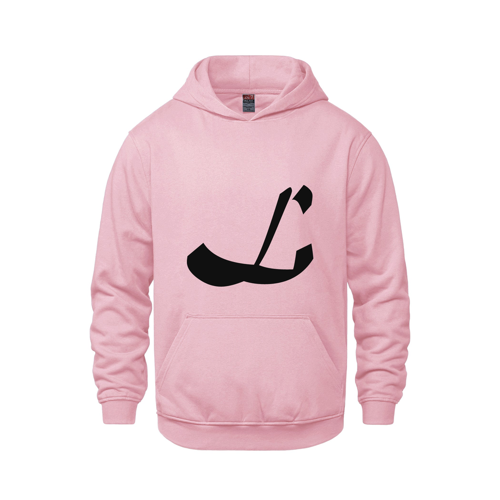 Alphabet L Hoodie 9 inch calligraphy Black ink, Pink