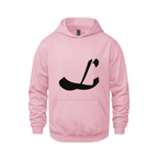 Alphabet L Hoodie 9 inch calligraphy Black ink, Pink