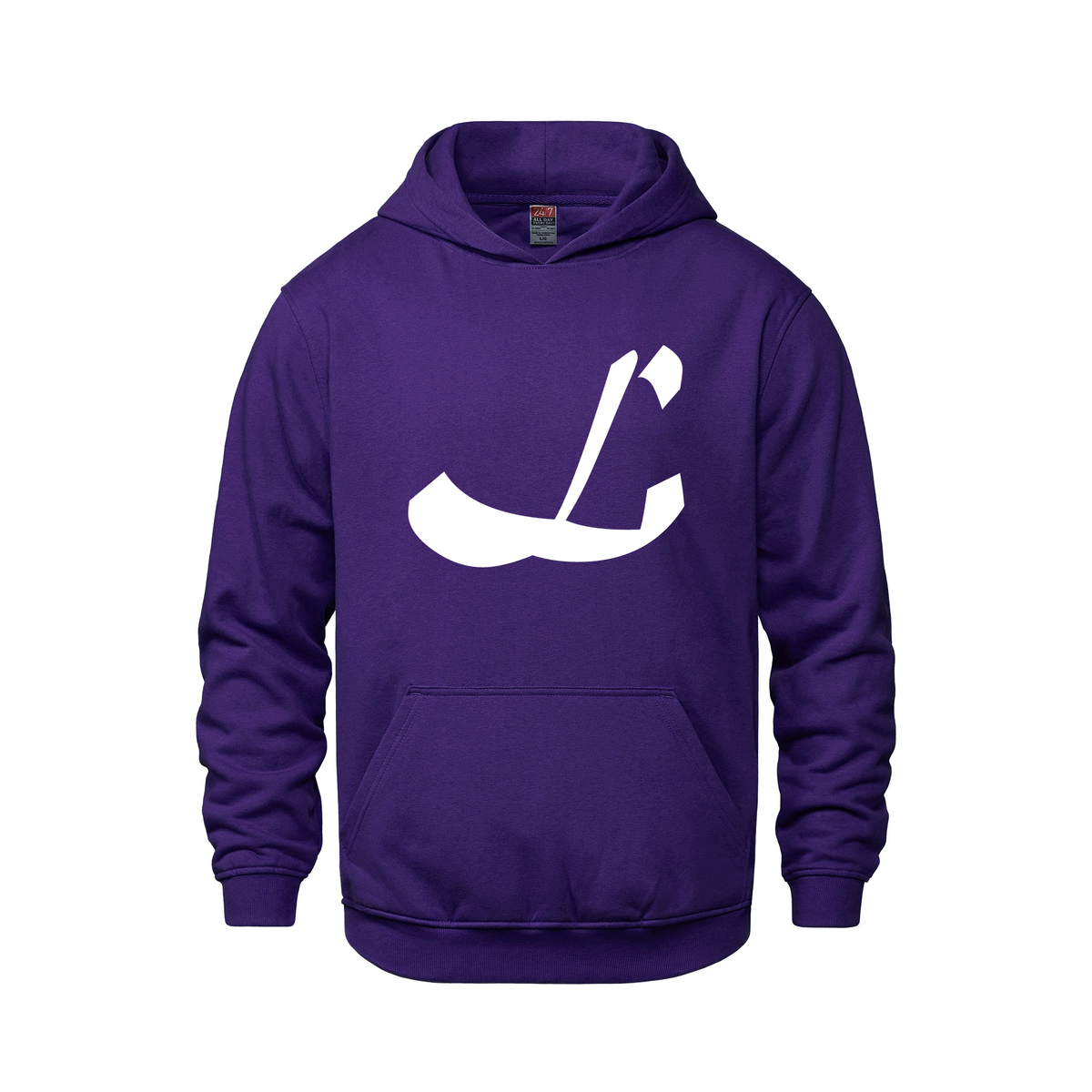 Alphabet L Hoodie 9 inch calligraphy White ink, Purple