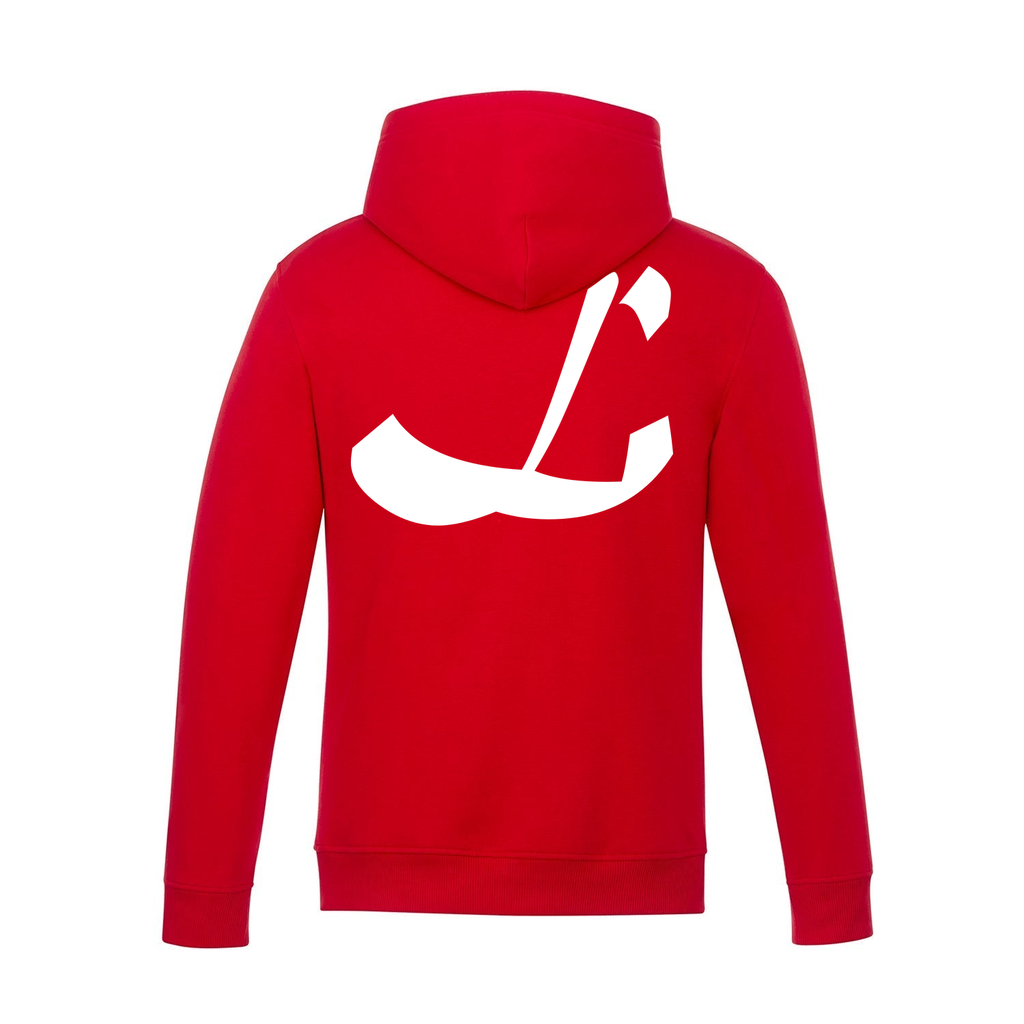 Alphabet L Hoodie 9 inch calligraphy White ink, Red