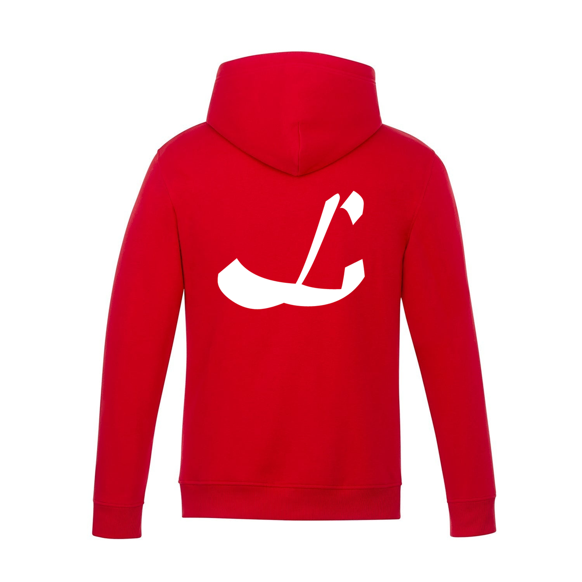 Alphabet L Hoodie 9 inch calligraphy White ink, Red