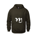Alphabet M Hoodie 9 inch calligraphy White ink, Brown