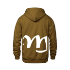 Alphabet M Hoodie 9 inch calligraphy White ink, Caramel