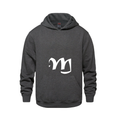 Alphabet M Hoodie 9 inch calligraphy White ink, Charcoal
