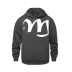Alphabet M Hoodie 9 inch calligraphy White ink, Charcoal