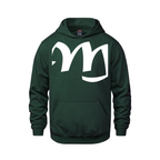 Alphabet M Hoodie 9 inch calligraphy White ink, Forest Green