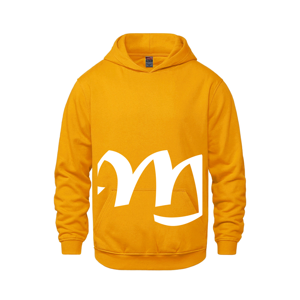 Alphabet M Hoodie 9 inch calligraphy White ink, Gold