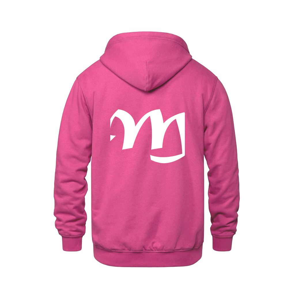 Alphabet M Hoodie 9 inch calligraphy White ink, Heliconia