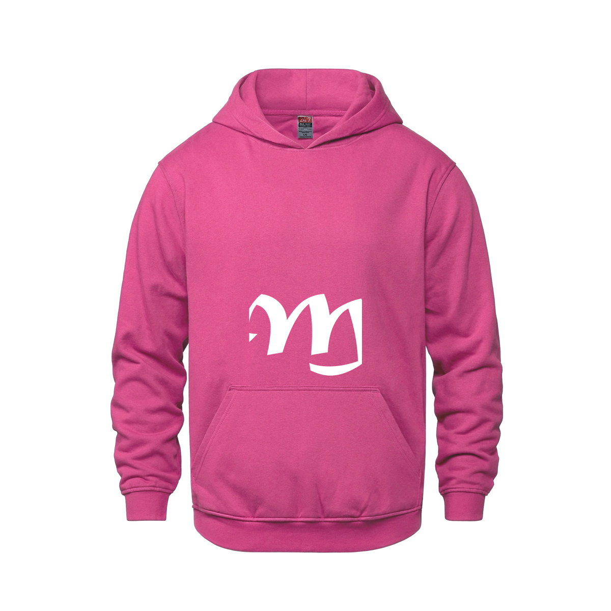 Alphabet M Hoodie 9 inch calligraphy White ink, Heliconia
