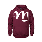 Alphabet M Hoodie 9 inch calligraphy White ink, Maroon