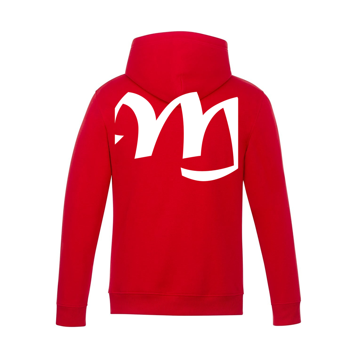 Alphabet M Hoodie 9 inch calligraphy White ink, Red