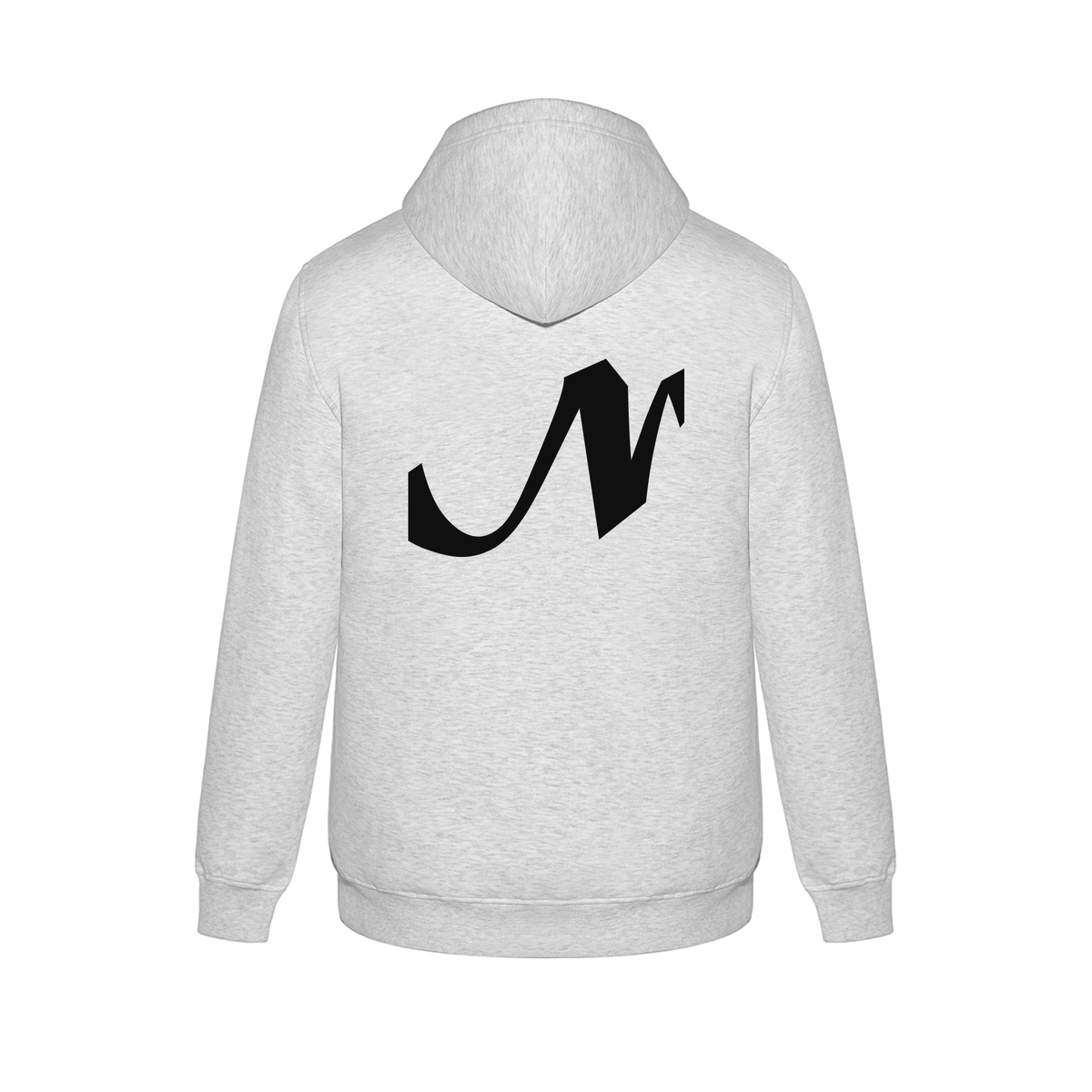 Alphabet N Hoodie 9 inch calligraphy Black ink, Ash