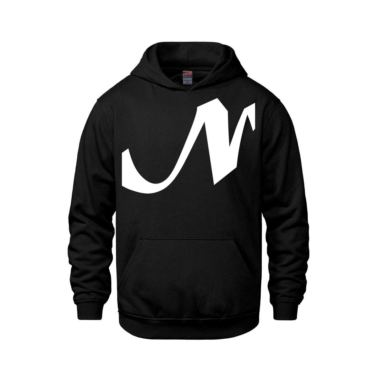 Alphabet N Hoodie 9 inch calligraphy White ink, Black