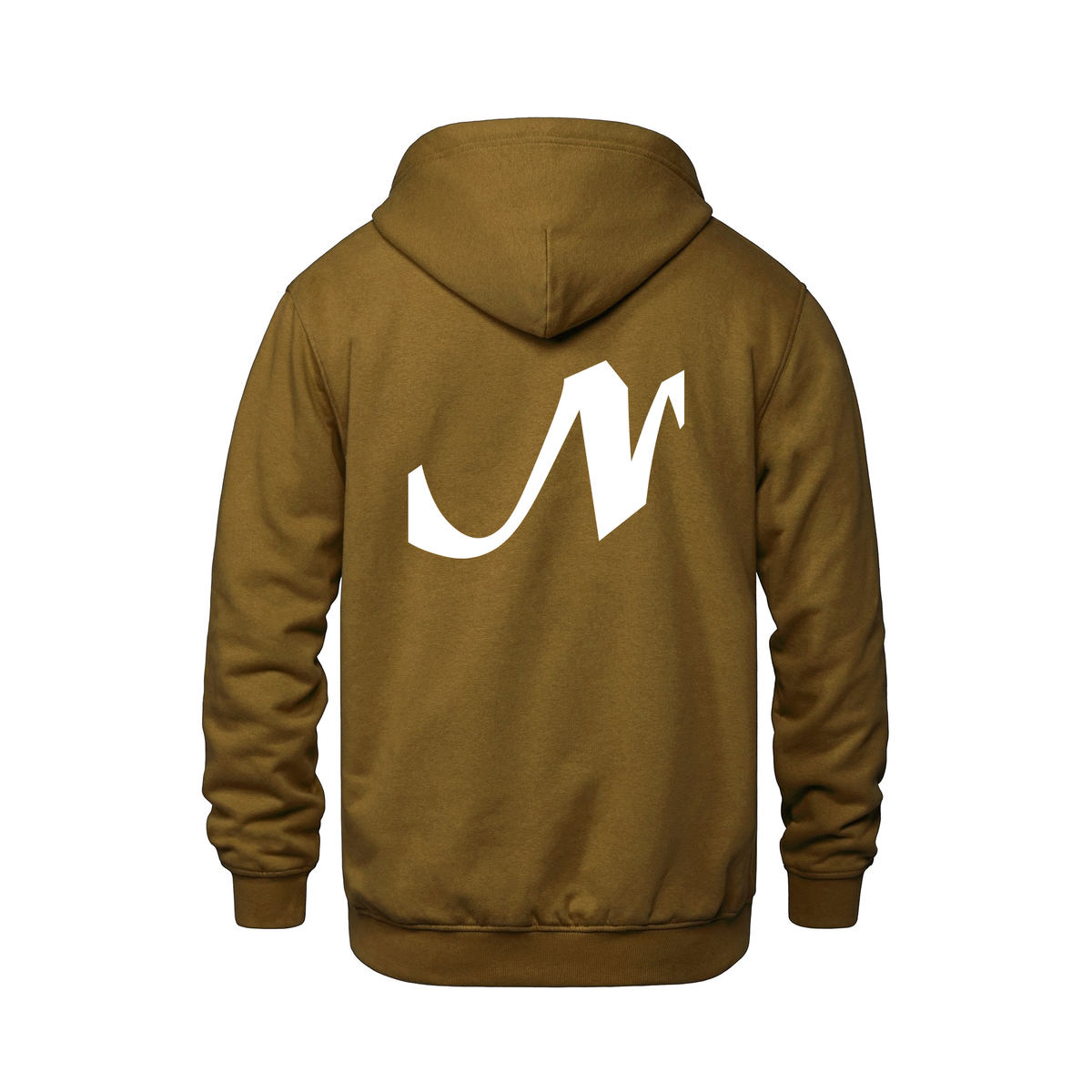 Alphabet N Hoodie 9 inch calligraphy White ink, Caramel