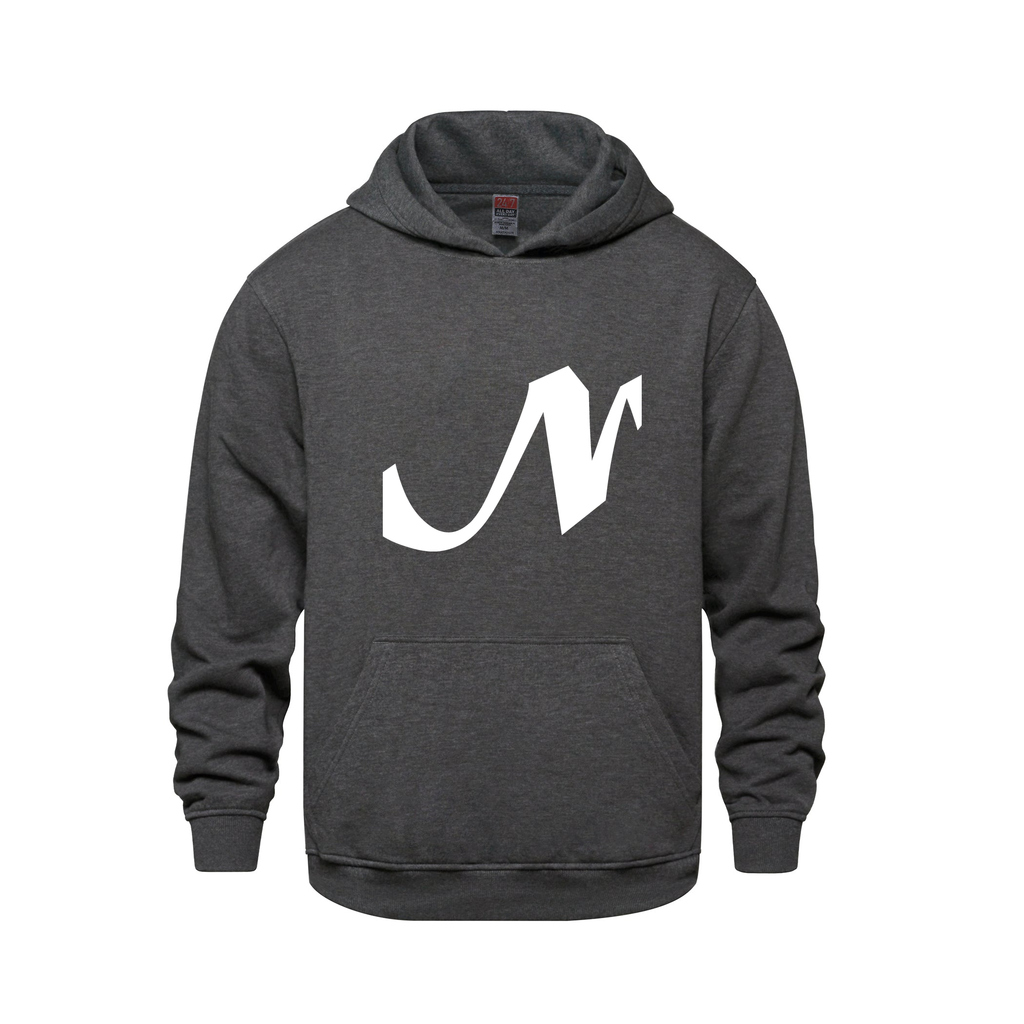 Alphabet N Hoodie 9 inch calligraphy White ink, Charcoal