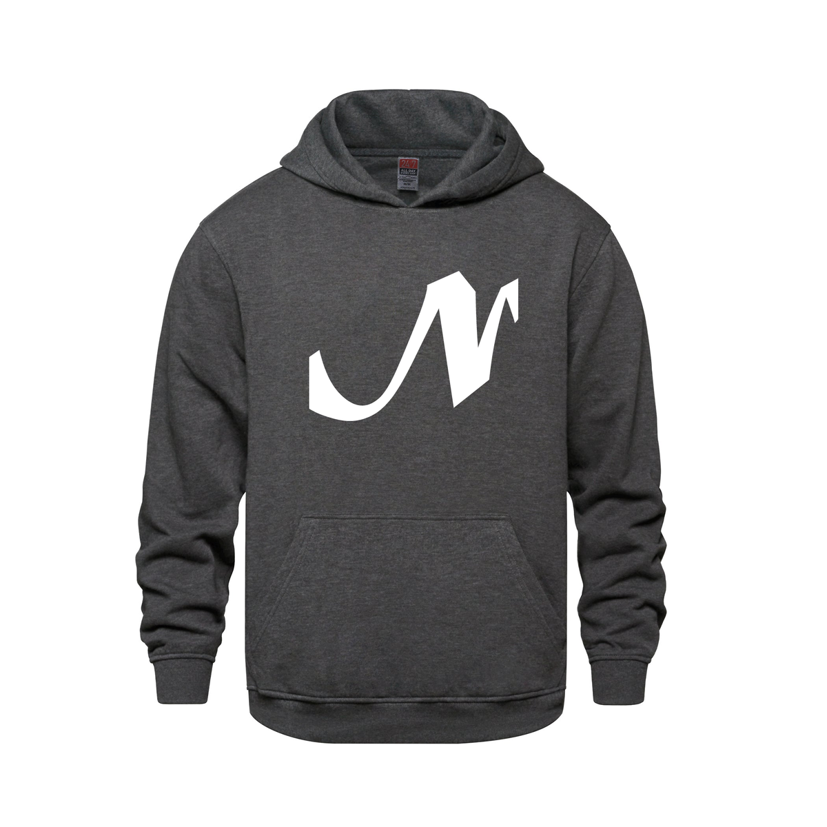 Alphabet N Hoodie 9 inch calligraphy White ink, Charcoal
