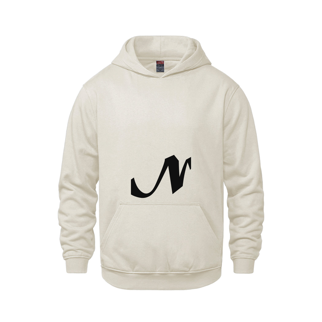 Alphabet N Hoodie 9 inch calligraphy Black ink, Ivory