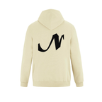 Alphabet N Hoodie 9 inch calligraphy Black ink, Ivory