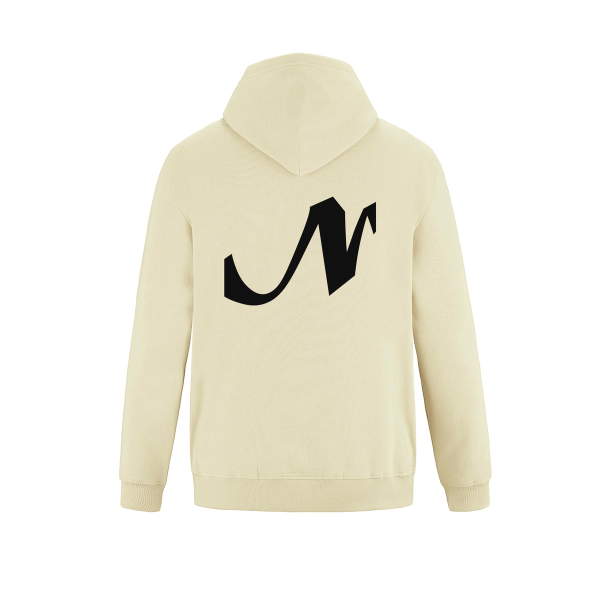 Alphabet N Hoodie 9 inch calligraphy Black ink, Ivory
