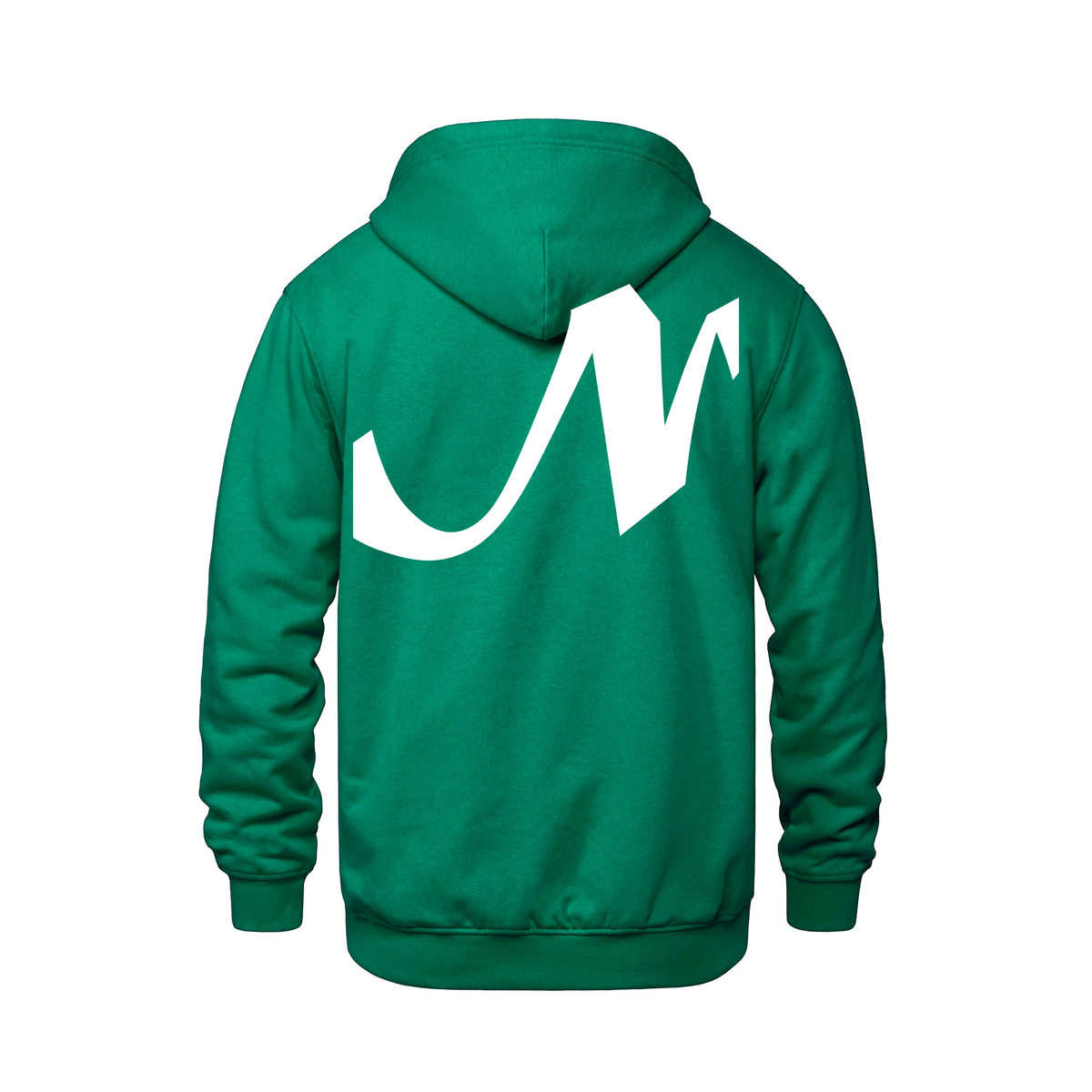 Alphabet N Hoodie 9 inch calligraphy White ink, Kelly Green