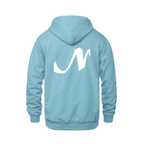 Alphabet N Hoodie 9 inch calligraphy White ink, Light Blue