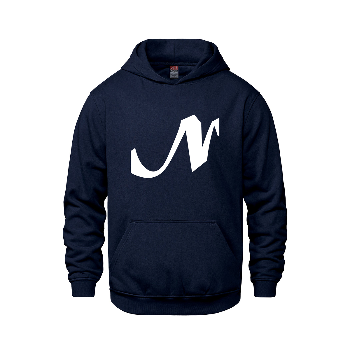 Alphabet N Hoodie 9 inch calligraphy White ink, Navy