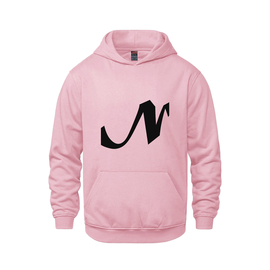 Alphabet N Hoodie 9 inch calligraphy Black ink, Pink