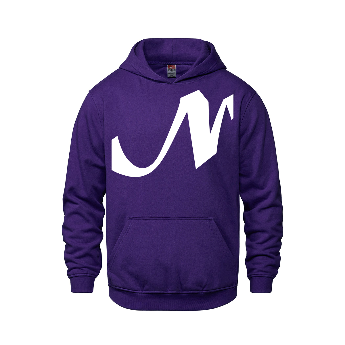 Alphabet N Hoodie 9 inch calligraphy White ink, Purple