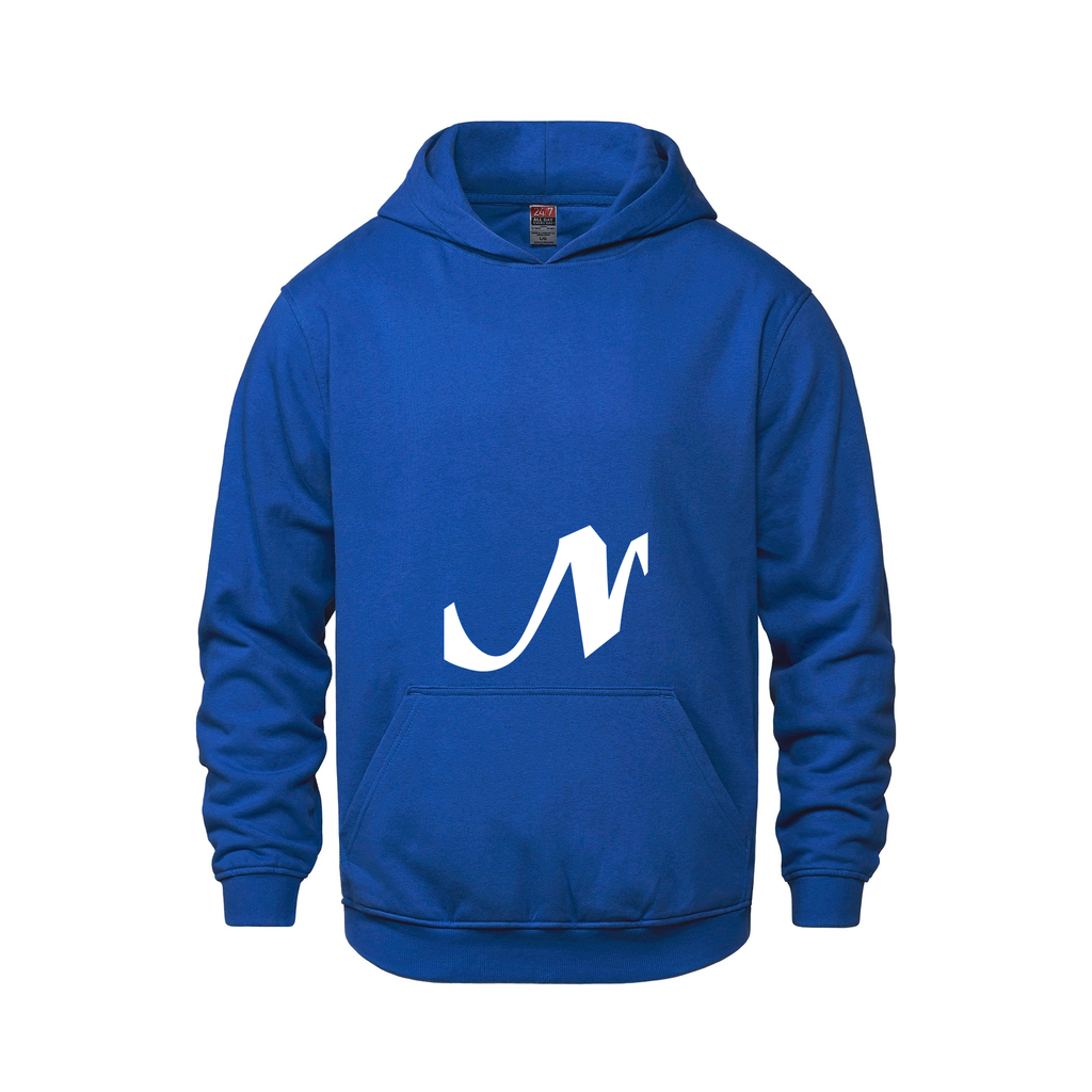 Alphabet N Hoodie 9 inch calligraphy White ink, Royal
