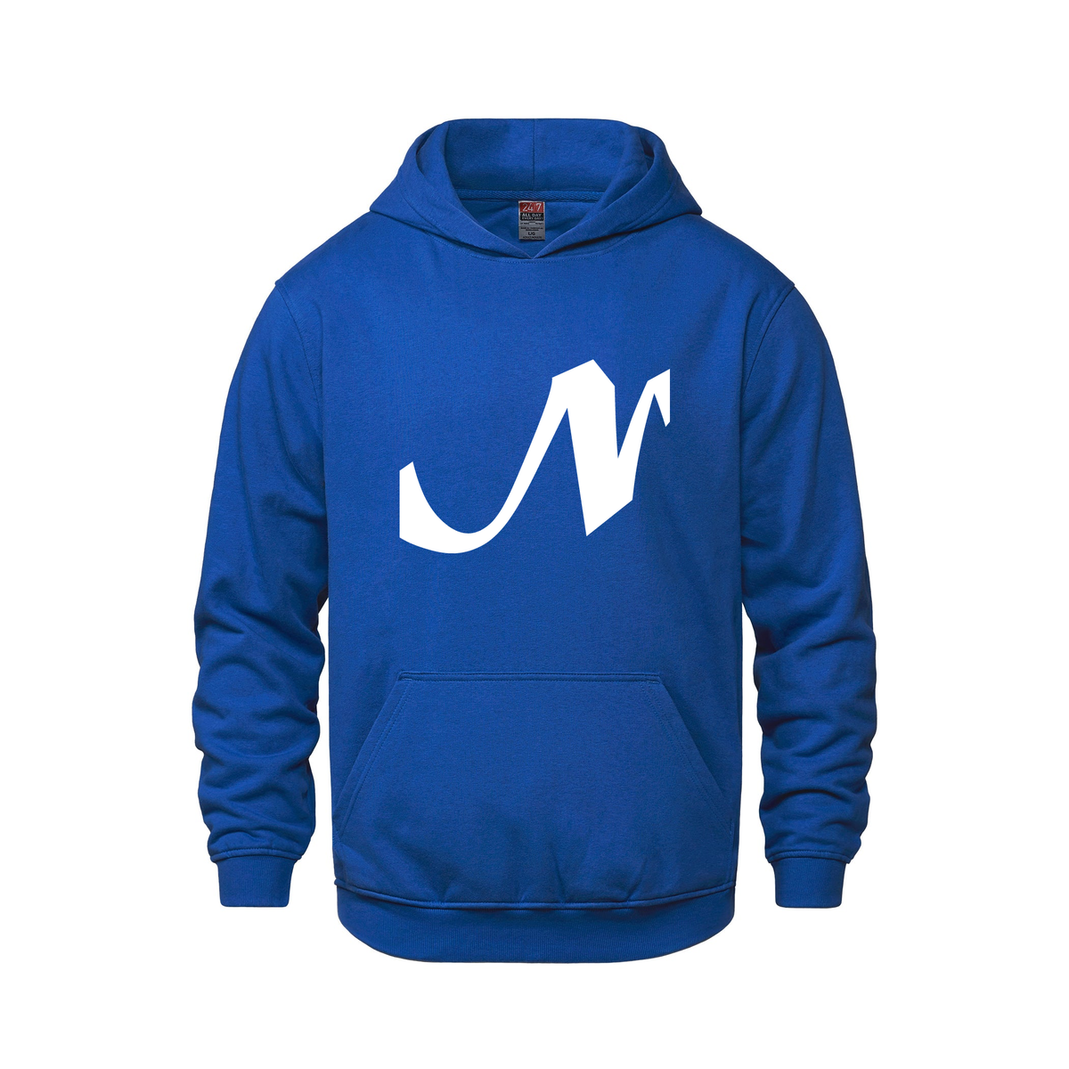 Alphabet N Hoodie 9 inch calligraphy White ink, Royal