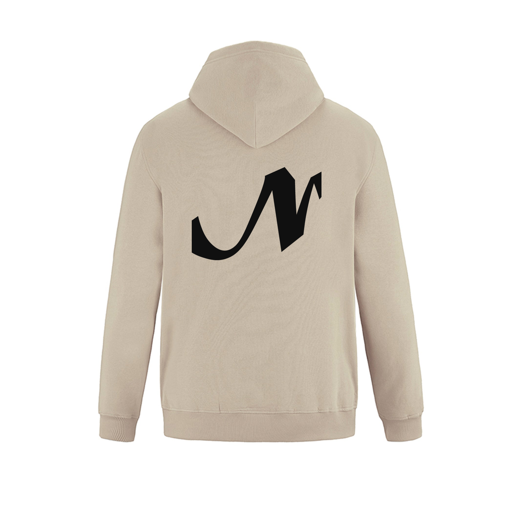 Alphabet N Hoodie 9 inch calligraphy Black ink, Sand