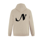 Alphabet N Hoodie 9 inch calligraphy Black ink, Sand