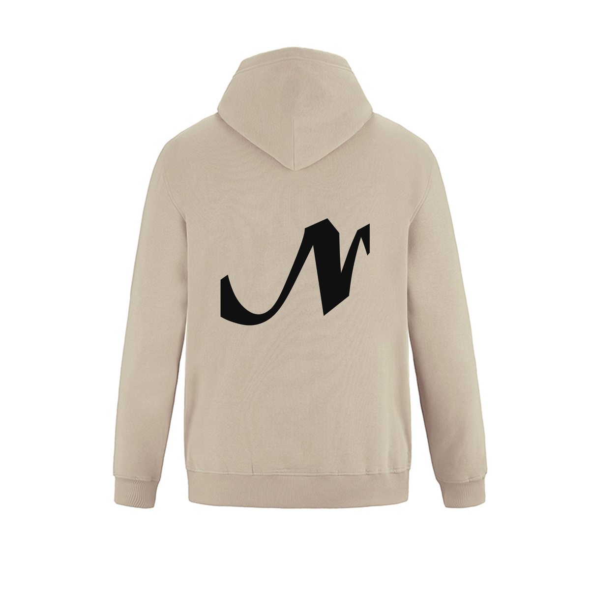 Alphabet N Hoodie 9 inch calligraphy Black ink, Sand